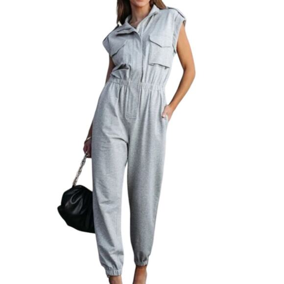 Strut & Bolt Womens Army Muted Green Knit Jumpsuit Jogger Size Large Utility - Picture 5 of 12